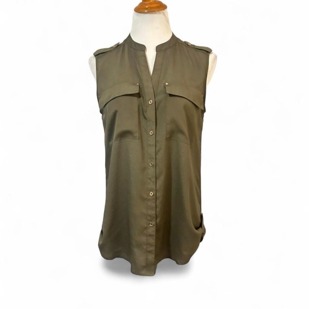 Calvin Klein Olive Sleeveless Blouse